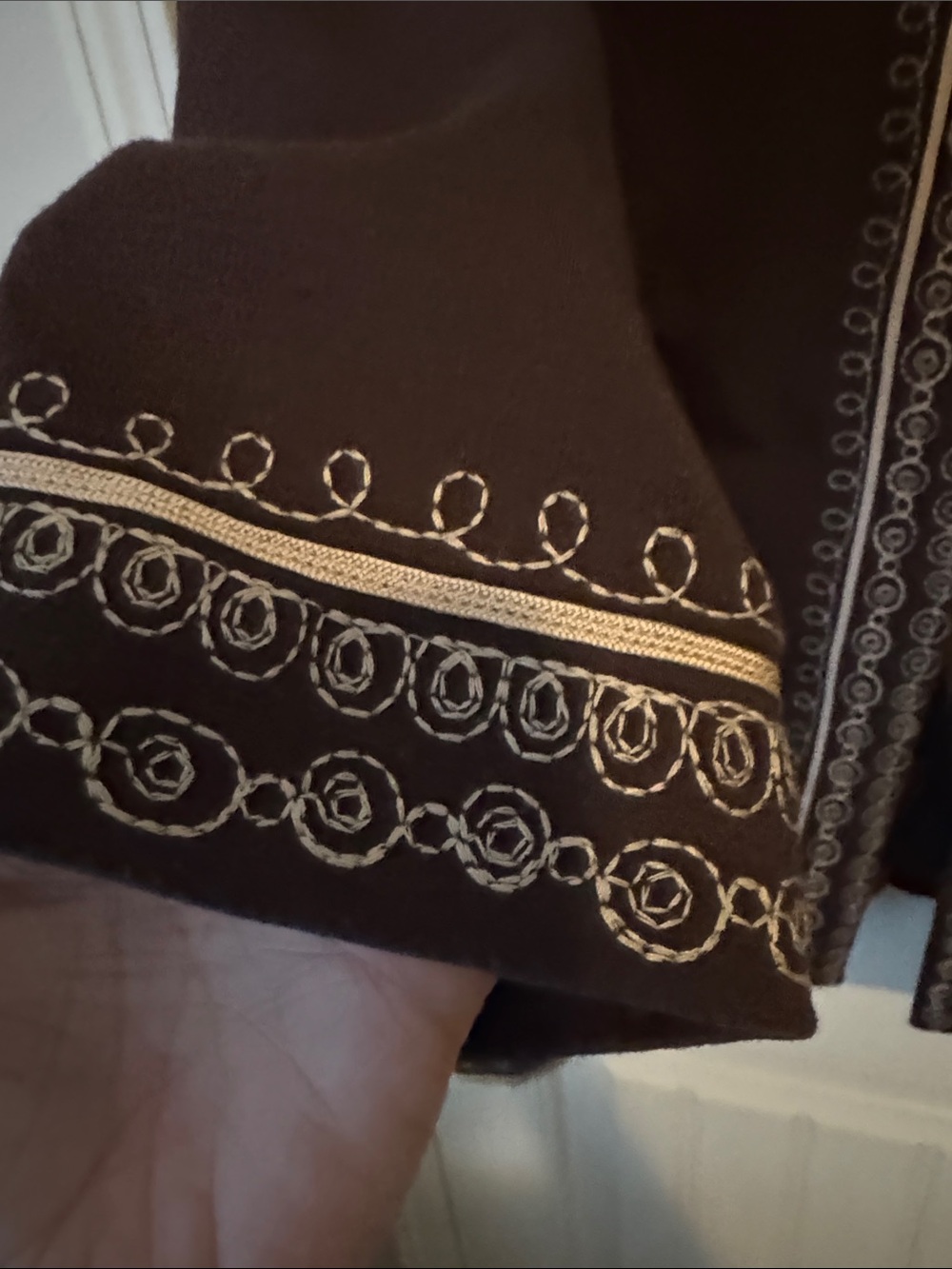 Brown Embroidered Open-Front Jacket - Picture 7 of 8